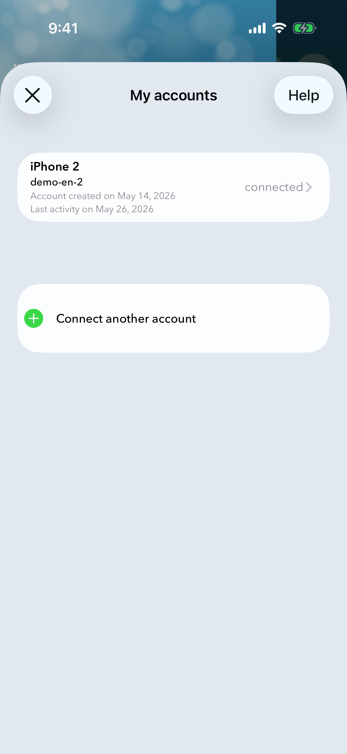 The “Connect another account” option highlighted.