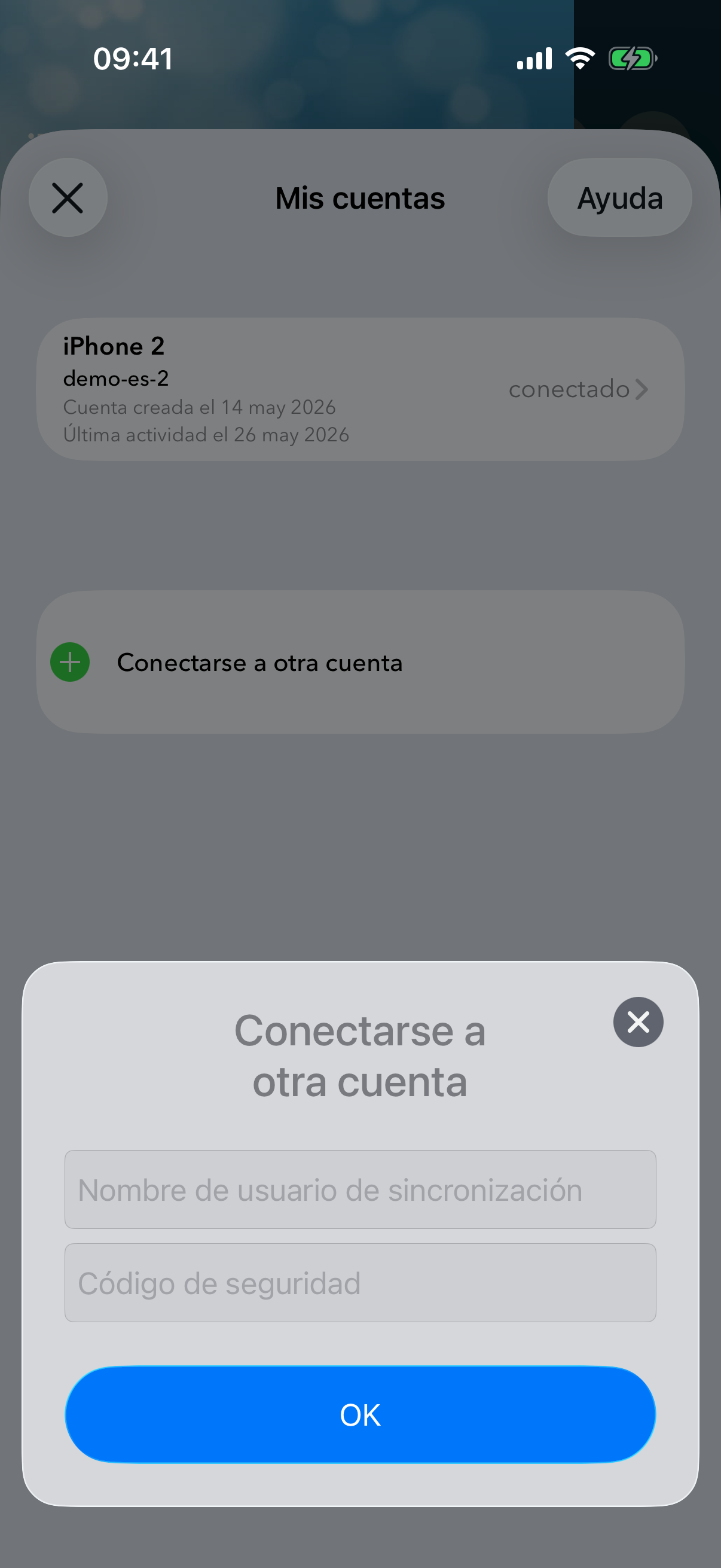 Cuadro de diálogo para introducir el identificador y el código.